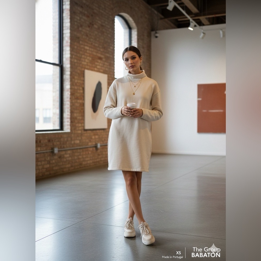 The Group Babaton Off-White Long Sleeve Turtleneck Dress size XS
